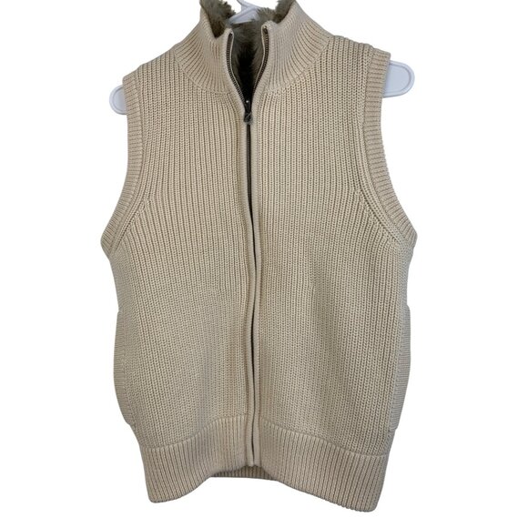 Ann Taylor Reversible Faux Fur & Knit Sweater Vest Size S NWT Zip Wool 8064 - Picture 2 of 15